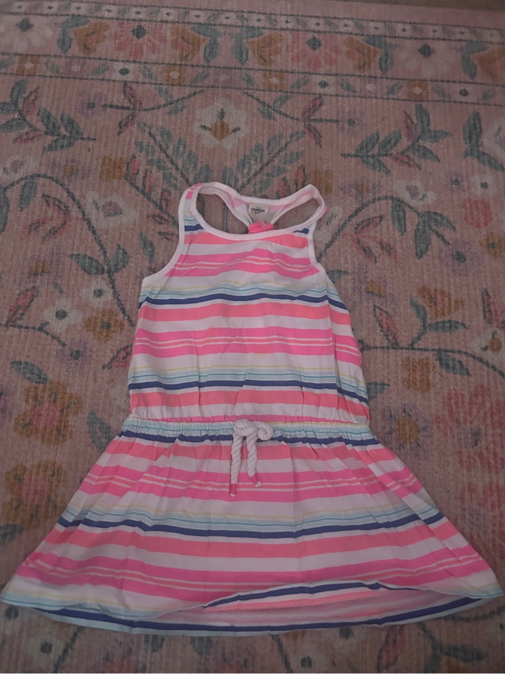 OshKosh B'gosh Pink Striped Sleeveless Dress with Rope Waist